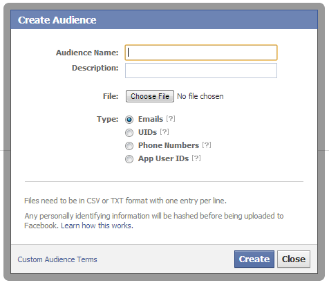 Create Audience in Facebook