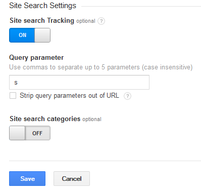 Google Analytics Site Search